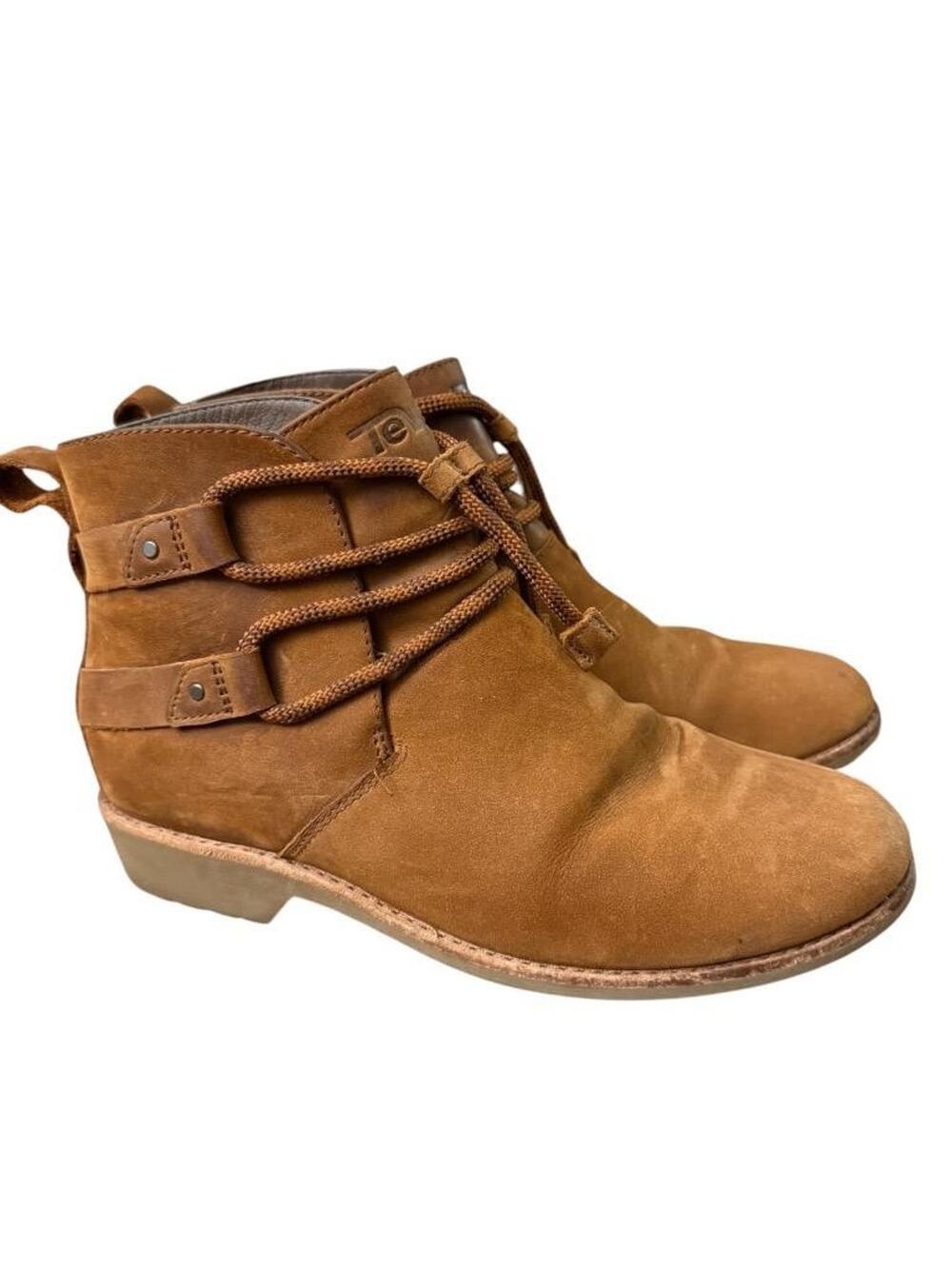 Teva De La Vina Dos Shorty Brown Leather Waterproof Ankle Boot Women size 8